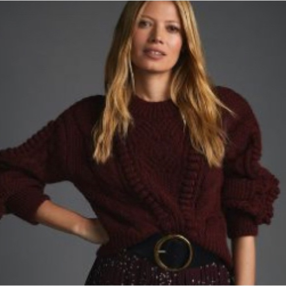 Cropped Cable Knit Sweater